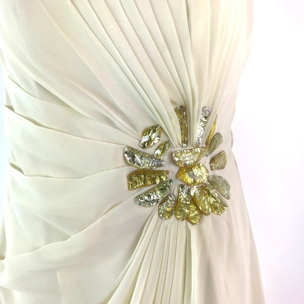 Vanilla Cream Chiffon and Satin Event Dress